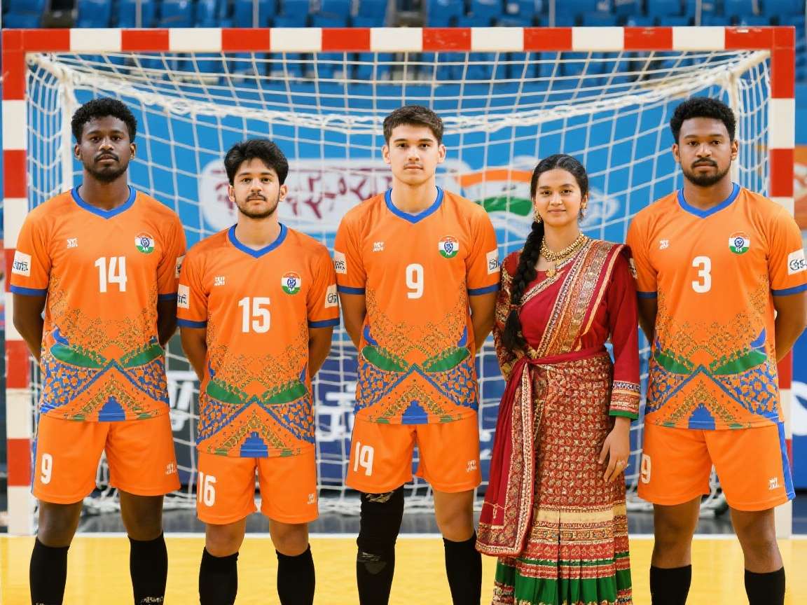 Bharatiya Handball Cup showing regional team uniforms from different Indian states