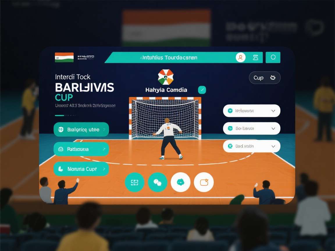 Bharatiya Handball Cup control interface showing touch gestures
